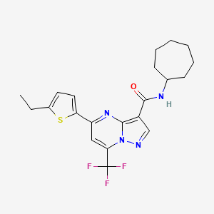 molecular formula C21H23F3N4OS B4679464 N~3~-CYCLOHEPTYL-5-(5-ETHYL-2-THIENYL)-7-(TRIFLUOROMETHYL)PYRAZOLO[1,5-A]PYRIMIDINE-3-CARBOXAMIDE 