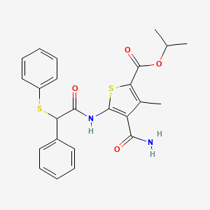molecular formula C24H24N2O4S2 B4679469 Propan-2-yl 4-carbamoyl-3-methyl-5-{[phenyl(phenylsulfanyl)acetyl]amino}thiophene-2-carboxylate 