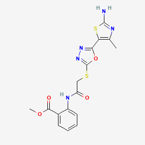 molecular formula C16H15N5O4S2 B4679500 Methyl 2-(2-((5-(2-amino-4-methylthiazol-5-yl)-1,3,4-oxadiazol-2-yl)thio)acetamido)benzoate 