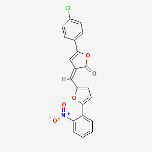 molecular formula C21H12ClNO5 B4679562 (3Z)-5-(4-chlorophenyl)-3-{[5-(2-nitrophenyl)furan-2-yl]methylidene}furan-2(3H)-one 