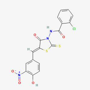 molecular formula C17H10ClN3O5S2 B4679710 2-chloro-N-[5-(4-hydroxy-3-nitrobenzylidene)-4-oxo-2-thioxo-1,3-thiazolidin-3-yl]benzamide 