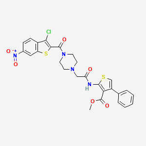 molecular formula C27H23ClN4O6S2 B4679753 methyl 2-[({4-[(3-chloro-6-nitro-1-benzothien-2-yl)carbonyl]-1-piperazinyl}acetyl)amino]-4-phenyl-3-thiophenecarboxylate 