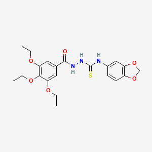 molecular formula C21H25N3O6S B4680009 N-1,3-benzodioxol-5-yl-2-(3,4,5-triethoxybenzoyl)hydrazinecarbothioamide 