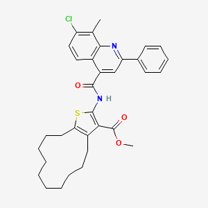 molecular formula C33H35ClN2O3S B4680023 methyl 2-{[(7-chloro-8-methyl-2-phenyl-4-quinolinyl)carbonyl]amino}-4,5,6,7,8,9,10,11,12,13-decahydrocyclododeca[b]thiophene-3-carboxylate 