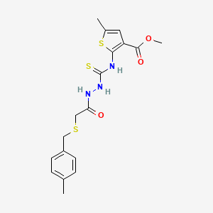 molecular formula C18H21N3O3S3 B4680077 methyl 5-methyl-2-{[(2-{[(4-methylbenzyl)thio]acetyl}hydrazino)carbonothioyl]amino}-3-thiophenecarboxylate 