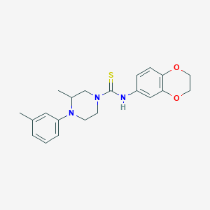 molecular formula C21H25N3O2S B4680085 N-(2,3-dihydro-1,4-benzodioxin-6-yl)-3-methyl-4-(3-methylphenyl)piperazine-1-carbothioamide 