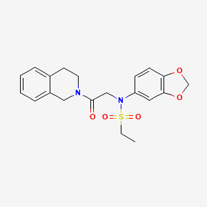 molecular formula C20H22N2O5S B4680116 N-1,3-benzodioxol-5-yl-N-[2-(3,4-dihydro-2(1H)-isoquinolinyl)-2-oxoethyl]ethanesulfonamide 
