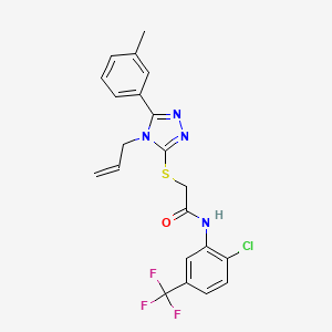 molecular formula C21H18ClF3N4OS B4680210 N-[2-chloro-5-(trifluoromethyl)phenyl]-2-{[5-(3-methylphenyl)-4-(prop-2-en-1-yl)-4H-1,2,4-triazol-3-yl]sulfanyl}acetamide 