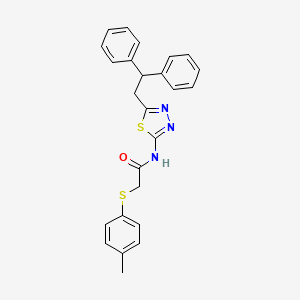 molecular formula C25H23N3OS2 B4680229 N-[5-(2,2-diphenylethyl)-1,3,4-thiadiazol-2-yl]-2-(4-methylphenyl)sulfanylacetamide 