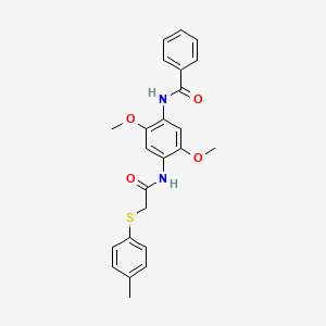 molecular formula C24H24N2O4S B4680602 N-[2,5-DIMETHOXY-4-({2-[(4-METHYLPHENYL)SULFANYL]ACETYL}AMINO)PHENYL]BENZAMIDE 
