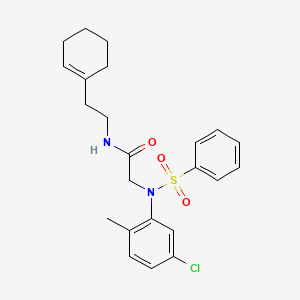 molecular formula C23H27ClN2O3S B4680638 N~2~-(5-chloro-2-methylphenyl)-N-[2-(cyclohex-1-en-1-yl)ethyl]-N~2~-(phenylsulfonyl)glycinamide 