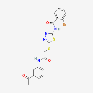 molecular formula C19H15BrN4O3S2 B4680701 N-[5-({2-[(3-acetylphenyl)amino]-2-oxoethyl}sulfanyl)-1,3,4-thiadiazol-2-yl]-2-bromobenzamide 