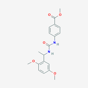 molecular formula C19H22N2O5 B4680752 methyl 4-[({[1-(2,5-dimethoxyphenyl)ethyl]amino}carbonyl)amino]benzoate 