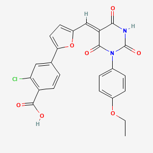 molecular formula C24H17ClN2O7 B4680776 2-chloro-4-(5-{(E)-[1-(4-ethoxyphenyl)-2,4,6-trioxotetrahydropyrimidin-5(2H)-ylidene]methyl}furan-2-yl)benzoic acid 