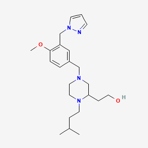 molecular formula C23H36N4O2 B4680800 2-[4-[4-methoxy-3-(1H-pyrazol-1-ylmethyl)benzyl]-1-(3-methylbutyl)-2-piperazinyl]ethanol 