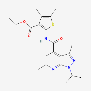 molecular formula C21H26N4O3S B4680972 ethyl 2-{[(1-isopropyl-3,6-dimethyl-1H-pyrazolo[3,4-b]pyridin-4-yl)carbonyl]amino}-4,5-dimethyl-3-thiophenecarboxylate 