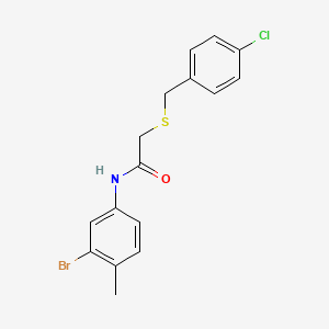 molecular formula C16H15BrClNOS B4681084 N-(3-bromo-4-methylphenyl)-2-[(4-chlorobenzyl)thio]acetamide 