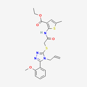 molecular formula C22H24N4O4S2 B4681170 ethyl 2-[({[4-allyl-5-(2-methoxyphenyl)-4H-1,2,4-triazol-3-yl]thio}acetyl)amino]-5-methyl-3-thiophenecarboxylate 