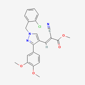 molecular formula C23H20ClN3O4 B4681184 methyl 3-[1-(2-chlorobenzyl)-3-(3,4-dimethoxyphenyl)-1H-pyrazol-4-yl]-2-cyanoacrylate 