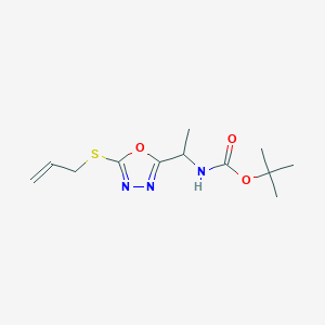 molecular formula C12H19N3O3S B4681221 Tert-butyl (1-(5-(allylthio)-1,3,4-oxadiazol-2-yl)ethyl)carbamate 