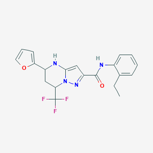 molecular formula C20H19F3N4O2 B468124 N-(2-ethylphenyl)-5-(2-furyl)-7-(trifluoromethyl)-4,5,6,7-tetrahydropyrazolo[1,5-a]pyrimidine-2-carboxamide 