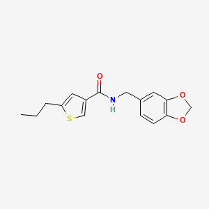 molecular formula C16H17NO3S B4681292 N-(1,3-benzodioxol-5-ylmethyl)-5-propyl-3-thiophenecarboxamide 