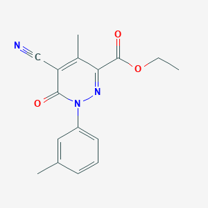 molecular formula C16H15N3O3 B4681418 ethyl 5-cyano-4-methyl-1-(3-methylphenyl)-6-oxo-1,6-dihydro-3-pyridazinecarboxylate 