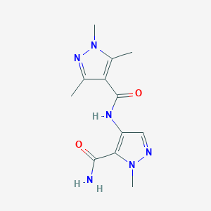 molecular formula C12H16N6O2 B4681423 N-[5-(aminocarbonyl)-1-methyl-1H-pyrazol-4-yl]-1,3,5-trimethyl-1H-pyrazole-4-carboxamide 