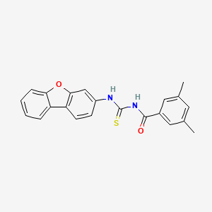 molecular formula C22H18N2O2S B4681450 N-[(dibenzo[b,d]furan-3-ylamino)carbonothioyl]-3,5-dimethylbenzamide 