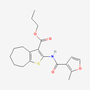 molecular formula C19H23NO4S B4681507 propyl 2-[(2-methyl-3-furoyl)amino]-5,6,7,8-tetrahydro-4H-cyclohepta[b]thiophene-3-carboxylate 