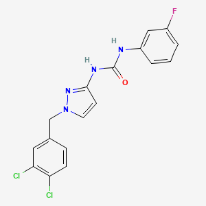 molecular formula C17H13Cl2FN4O B4681694 N-[1-(3,4-dichlorobenzyl)-1H-pyrazol-3-yl]-N'-(3-fluorophenyl)urea 