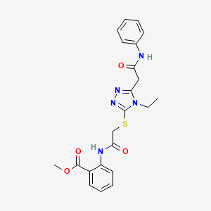 molecular formula C22H23N5O4S B4681821 methyl 2-[({[5-(2-anilino-2-oxoethyl)-4-ethyl-4H-1,2,4-triazol-3-yl]thio}acetyl)amino]benzoate 