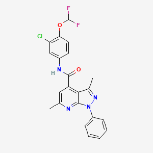 molecular formula C22H17ClF2N4O2 B4681992 N-[3-chloro-4-(difluoromethoxy)phenyl]-3,6-dimethyl-1-phenyl-1H-pyrazolo[3,4-b]pyridine-4-carboxamide 