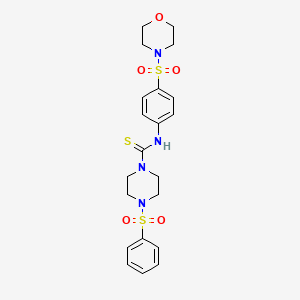 molecular formula C21H26N4O5S3 B4681999 N-[4-(4-morpholinylsulfonyl)phenyl]-4-(phenylsulfonyl)-1-piperazinecarbothioamide 