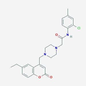 molecular formula C25H28ClN3O3 B4682065 N-(2-chloro-4-methylphenyl)-2-{4-[(6-ethyl-2-oxo-2H-chromen-4-yl)methyl]piperazin-1-yl}acetamide 