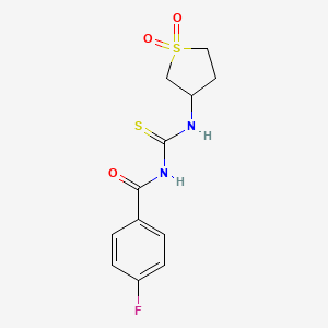 molecular formula C12H13FN2O3S2 B4682111 N-{[(1,1-dioxidotetrahydro-3-thienyl)amino]carbonothioyl}-4-fluorobenzamide 