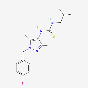 molecular formula C17H23FN4S B4682118 N-[1-(4-fluorobenzyl)-3,5-dimethyl-1H-pyrazol-4-yl]-N'-isobutylthiourea 