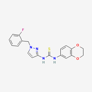 molecular formula C19H17FN4O2S B4682134 N-(2,3-dihydro-1,4-benzodioxin-6-yl)-N'-[1-(2-fluorobenzyl)-1H-pyrazol-3-yl]thiourea 