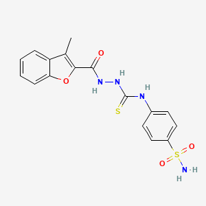 molecular formula C17H16N4O4S2 B4682227 N-[4-(aminosulfonyl)phenyl]-2-[(3-methyl-1-benzofuran-2-yl)carbonyl]hydrazinecarbothioamide 