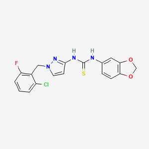 molecular formula C18H14ClFN4O2S B4682234 N-1,3-benzodioxol-5-yl-N'-[1-(2-chloro-6-fluorobenzyl)-1H-pyrazol-3-yl]thiourea 