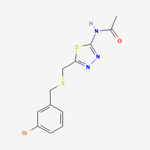 molecular formula C12H12BrN3OS2 B4682260 N-[5-[(3-bromophenyl)methylsulfanylmethyl]-1,3,4-thiadiazol-2-yl]acetamide 