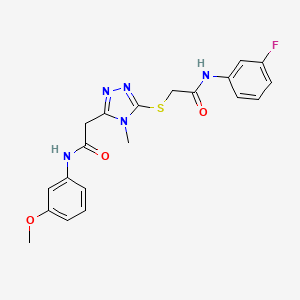 molecular formula C20H20FN5O3S B4682385 2-[5-({2-[(3-fluorophenyl)amino]-2-oxoethyl}sulfanyl)-4-methyl-4H-1,2,4-triazol-3-yl]-N-(3-methoxyphenyl)acetamide 