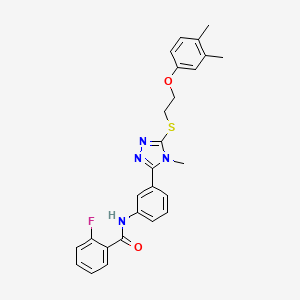 molecular formula C26H25FN4O2S B4682418 N-[3-[5-[2-(3,4-dimethylphenoxy)ethylsulfanyl]-4-methyl-1,2,4-triazol-3-yl]phenyl]-2-fluorobenzamide 