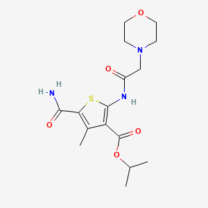 molecular formula C16H23N3O5S B4682470 PROPAN-2-YL 5-CARBAMOYL-4-METHYL-2-[2-(MORPHOLIN-4-YL)ACETAMIDO]THIOPHENE-3-CARBOXYLATE 