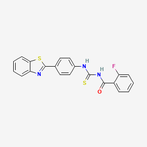 molecular formula C21H14FN3OS2 B4682676 N-({[4-(1,3-benzothiazol-2-yl)phenyl]amino}carbonothioyl)-2-fluorobenzamide 