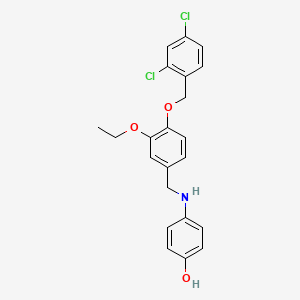 molecular formula C22H21Cl2NO3 B4682736 4-[({4-[(2,4-DICHLOROPHENYL)METHOXY]-3-ETHOXYPHENYL}METHYL)AMINO]PHENOL 