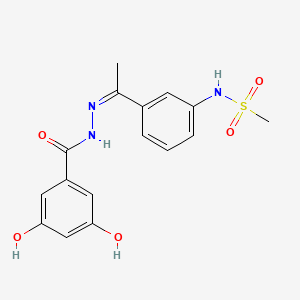 molecular formula C16H17N3O5S B4682739 N-{3-[N-(3,5-dihydroxybenzoyl)ethanehydrazonoyl]phenyl}methanesulfonamide 