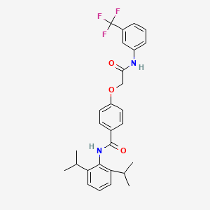 molecular formula C28H29F3N2O3 B4682757 N-(2,6-diisopropylphenyl)-4-(2-oxo-2-{[3-(trifluoromethyl)phenyl]amino}ethoxy)benzamide 