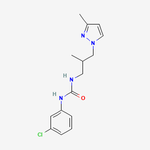 molecular formula C15H19ClN4O B4682936 N-(3-chlorophenyl)-N'-[2-methyl-3-(3-methyl-1H-pyrazol-1-yl)propyl]urea 