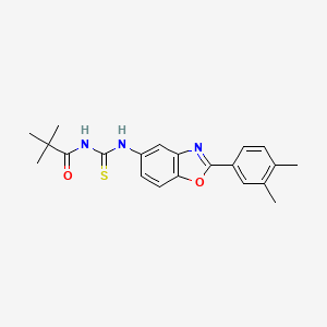 molecular formula C21H23N3O2S B4683039 N-({[2-(3,4-dimethylphenyl)-1,3-benzoxazol-5-yl]amino}carbonothioyl)-2,2-dimethylpropanamide 